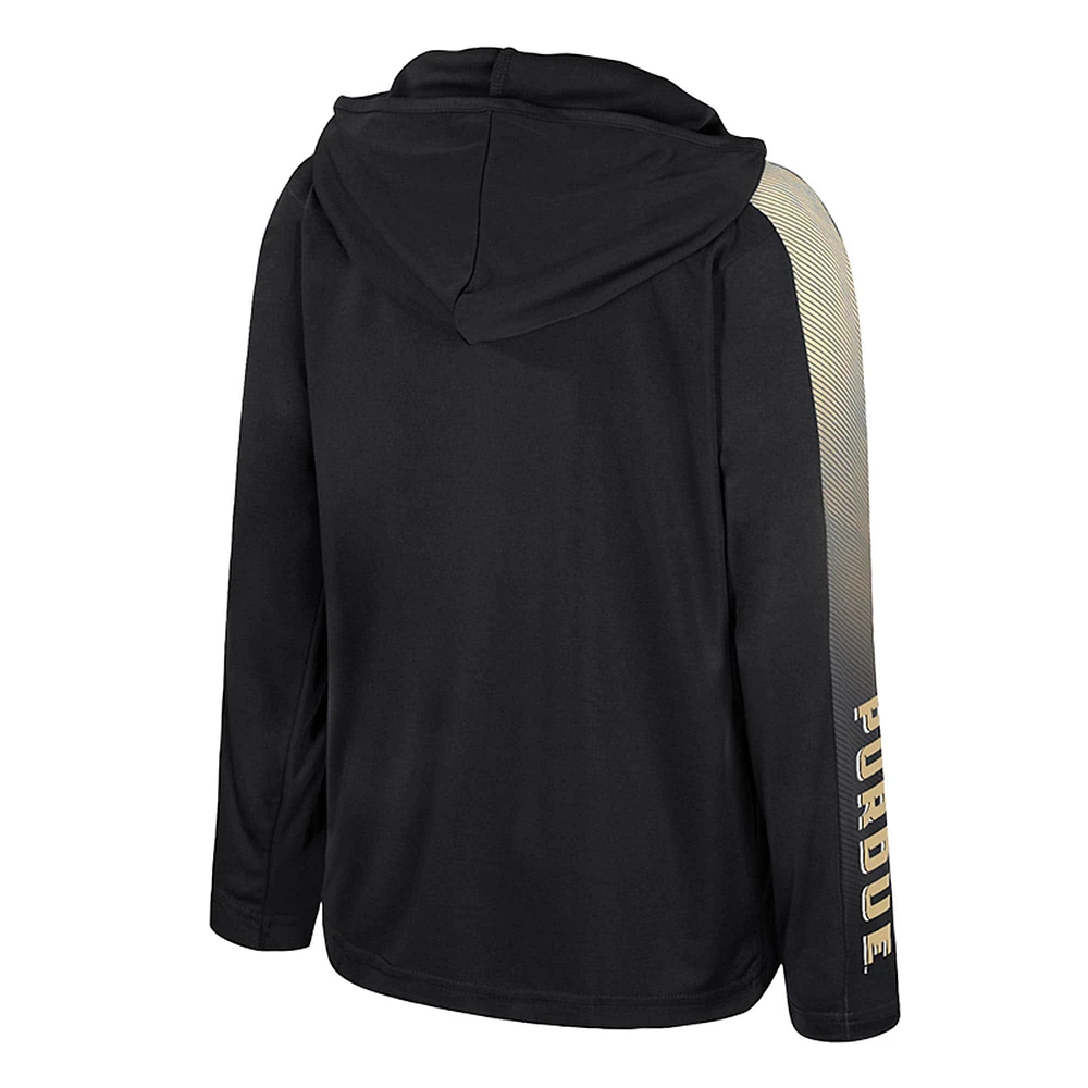 Youth Colosseum Black Purdue Boilermakers Lumen Long Sleeve Quarter-Zip Hooded Windshirt