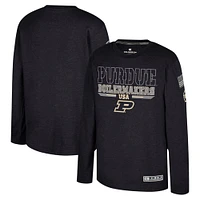 T-shirt à manches longues Oorah d'appréciation militaire OHT des Purdue Boilermakers Heather Black Youth Colosseum