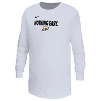 T-shirt à manches longues pour jeunes Nike Purdue Boilermakers 2025 On-Court Bench blanc