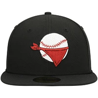 Men's New Era Black Quad Cities River Bandits Authentic Collection Road 59FIFTY Fitted Hat
