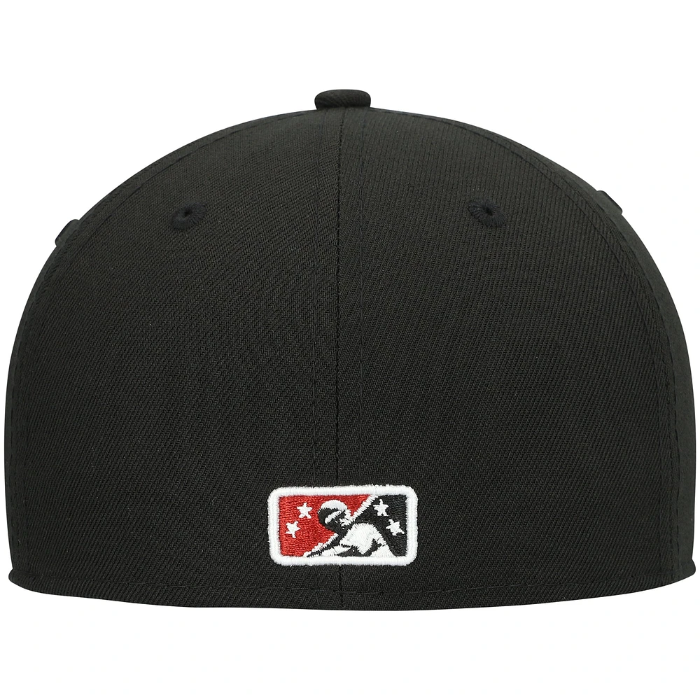 Men's New Era Black Quad Cities River Bandits Authentic Collection Road 59FIFTY Fitted Hat