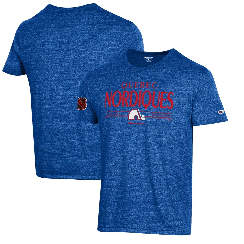 Men's Champion Blue Quebec Nordiques - Tri-Blend T-Shirt