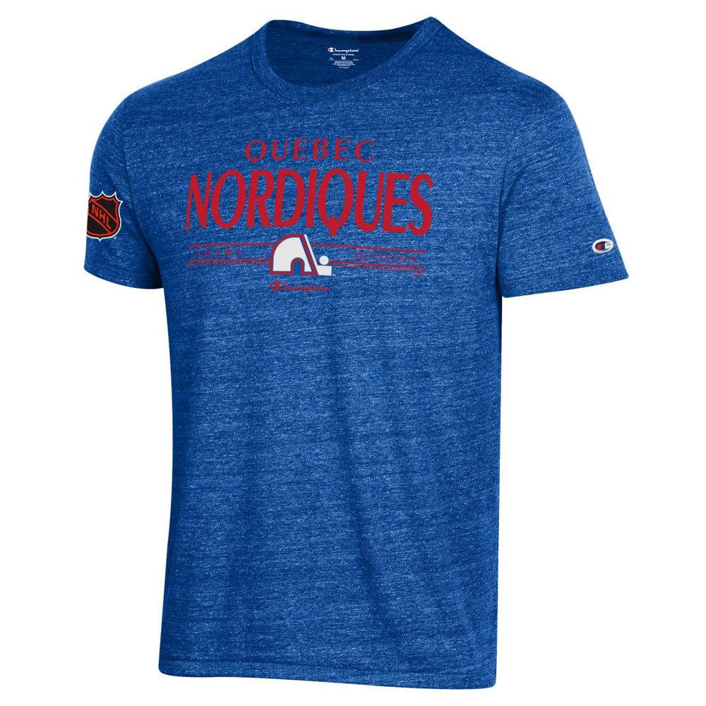 Men's Champion Blue Quebec Nordiques - Tri-Blend T-Shirt