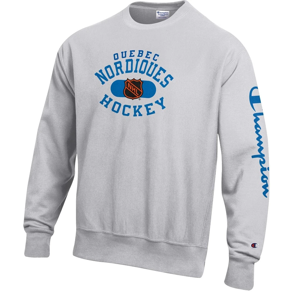 Men's Champion Heathered Gray Quebec Nordiques - Reverse Weave Pullover Sweatshirt