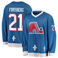 Fanatics pour hommes Peter Forsberg Bleu Nordiques de Québec Premier Breakaway Joueur retraité - Maillot