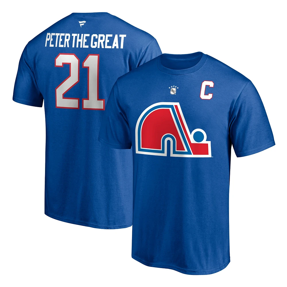 Men's Fanatics Peter Forsberg Royal Quebec Nordiques Authentic Stack Retired Player Name & Number