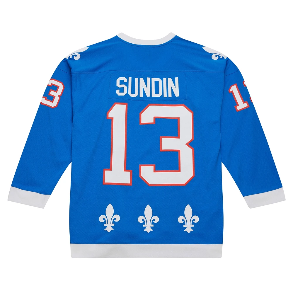 Men's Mitchell & Ness Mats Sundin Blue Quebec Nordiques  1992/93 Line Player Jersey