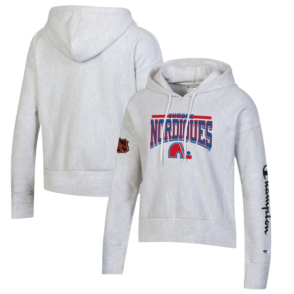 Women's Champion Heathered Gray Quebec Nordiques - Reverse Weave Pullover Hoodie