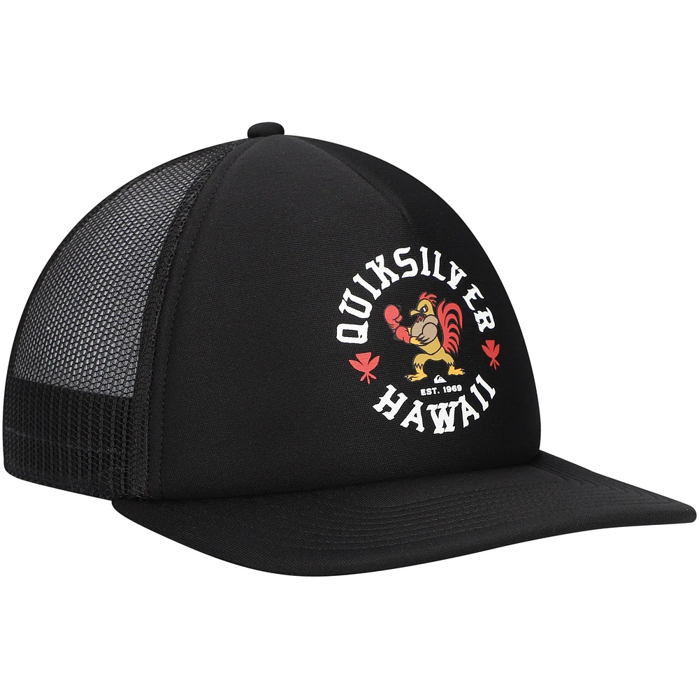 Casquette Snapback Quiksilver noire Hawaii Rooster Trucker pour hommes