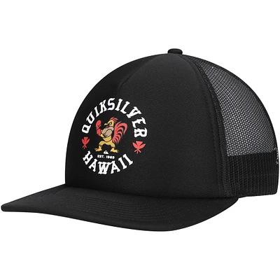 Casquette Snapback Quiksilver noire Hawaii Rooster Trucker pour hommes