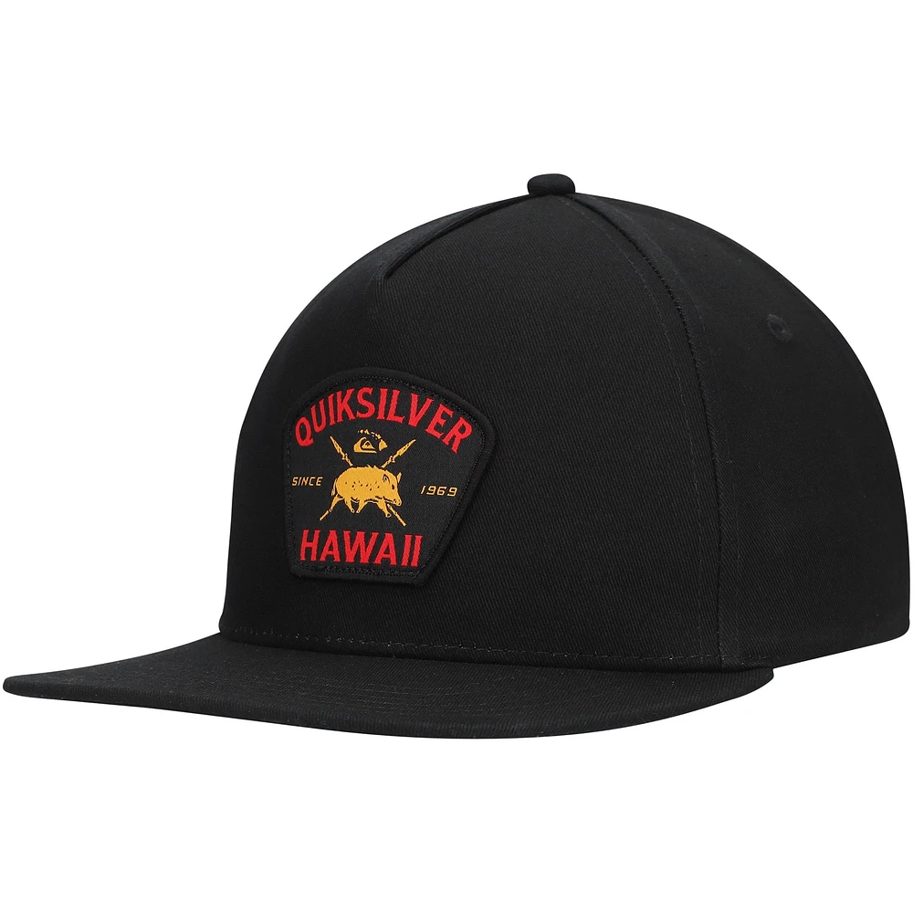 Casquette Snapback Quiksilver noire Hawaii Tapa Plains pour hommes