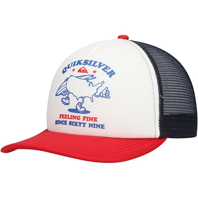 Casquette réglable Quiksilver blanc/rouge Coop Trucker pour hommes