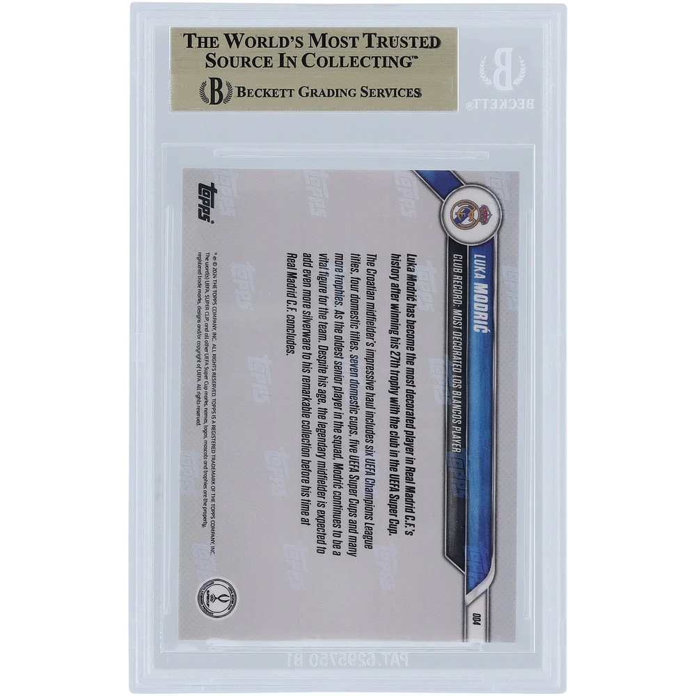 Luka Modric Real Madrid 2024-25 Topps Now UCL Club Record: Most Decorated Los Blancos Player #4 BGS Authenticated 10 Card - 10,10,10,9.5 Subgrades