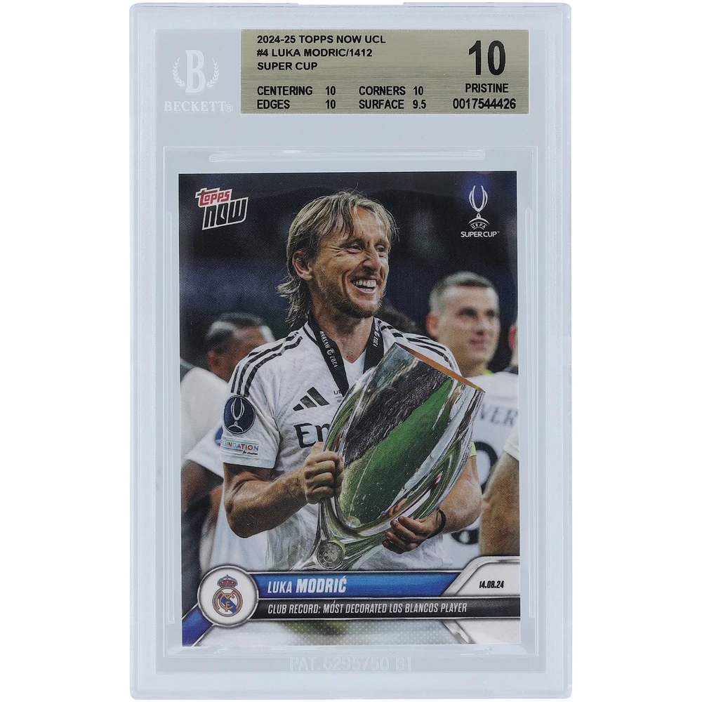 Luka Modric Real Madrid 2024-25 Topps Now UCL Club Record: Most Decorated Los Blancos Player #4 BGS Authenticated 10 Card - 10,10,10,9.5 Subgrades