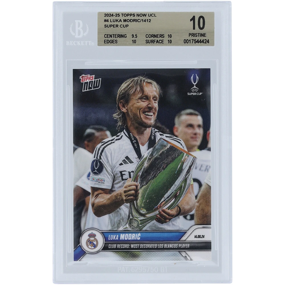 Luka Modric Real Madrid 2024-25 Topps Now UCL Club Record: Most Decorated Los Blancos Player #4 BGS Authenticated 10 Card - 9.5,10,10,10 Subgrades