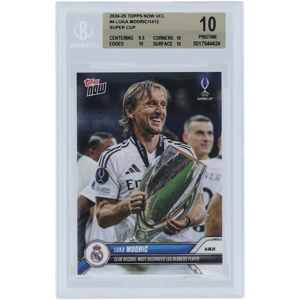 Luka Modric Real Madrid 2024-25 Topps Now UCL Club Record: Most Decorated Los Blancos Player #4 BGS Authenticated 10 Card - 9.5,10,10,10 Subgrades