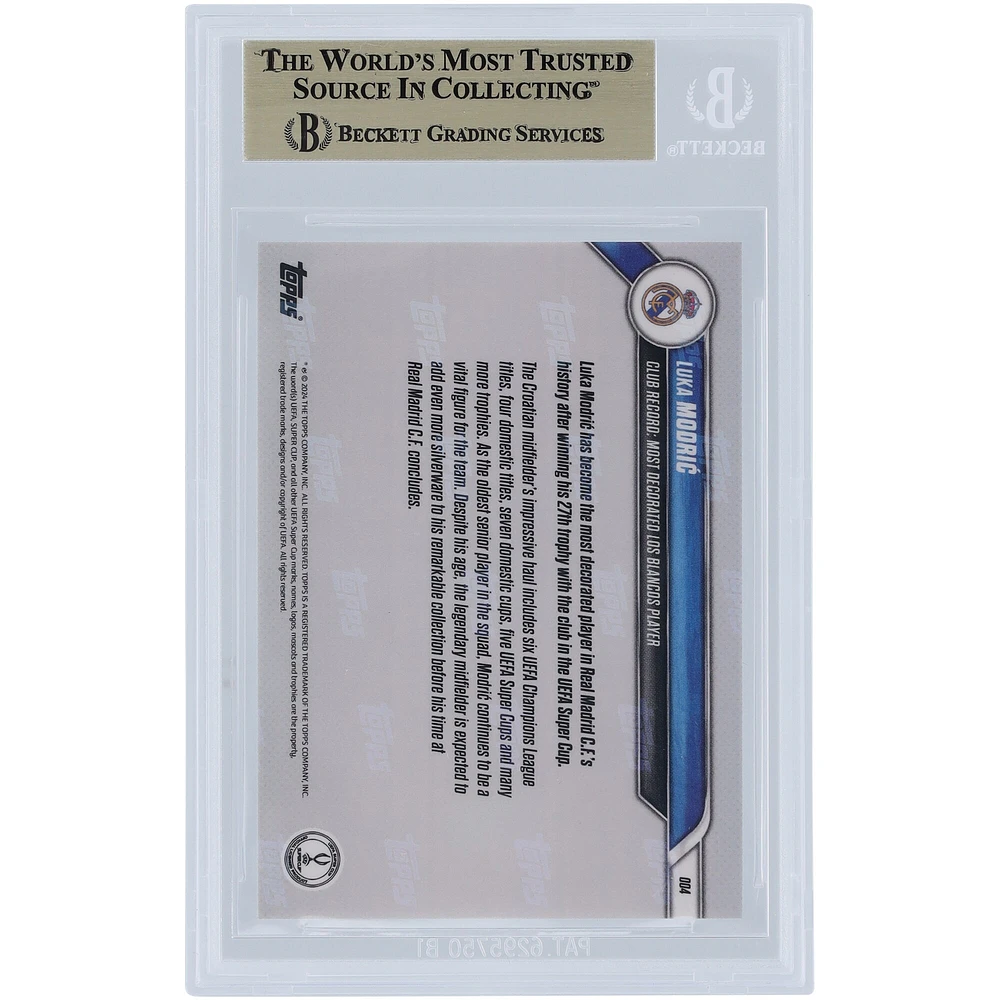 Luka Modric Real Madrid 2024-25 Topps Now UCL Club Record: Most Decorated Los Blancos Player #4 BGS Authenticated 9.5 Card