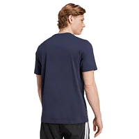 T-shirt adidas bleu marine à trois bandes avec logo Real Madrid pour homme
