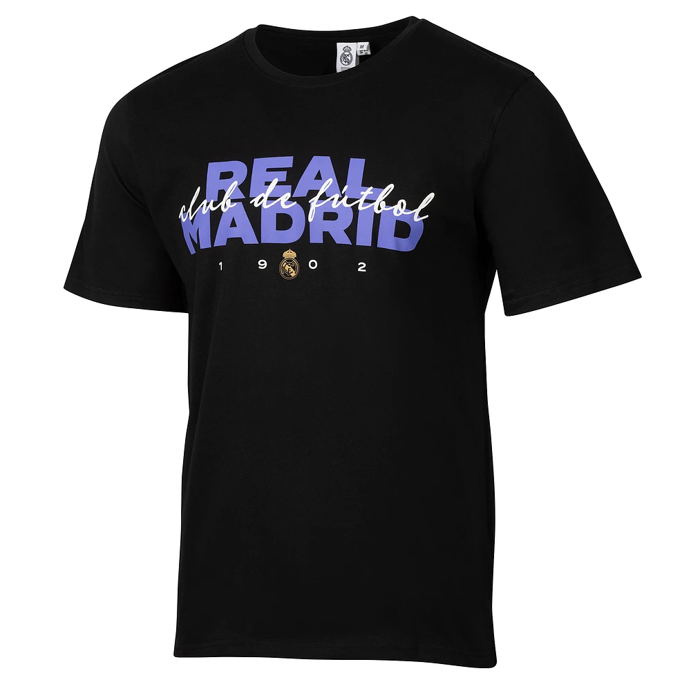 T-shirt graphique noir pour homme avec motif sportif Suède Real Madrid