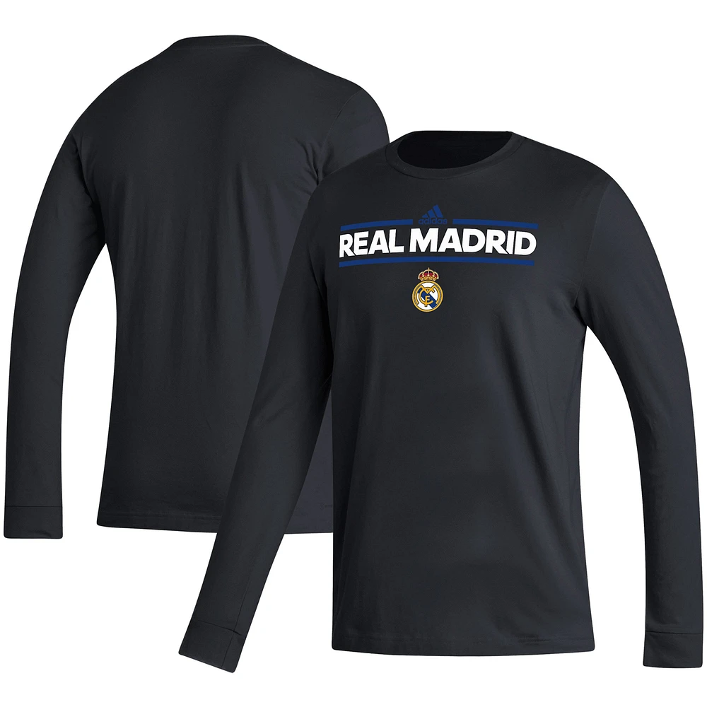 T-shirt adidas Real Madrid Dassler à manches longues pour hommes, noir