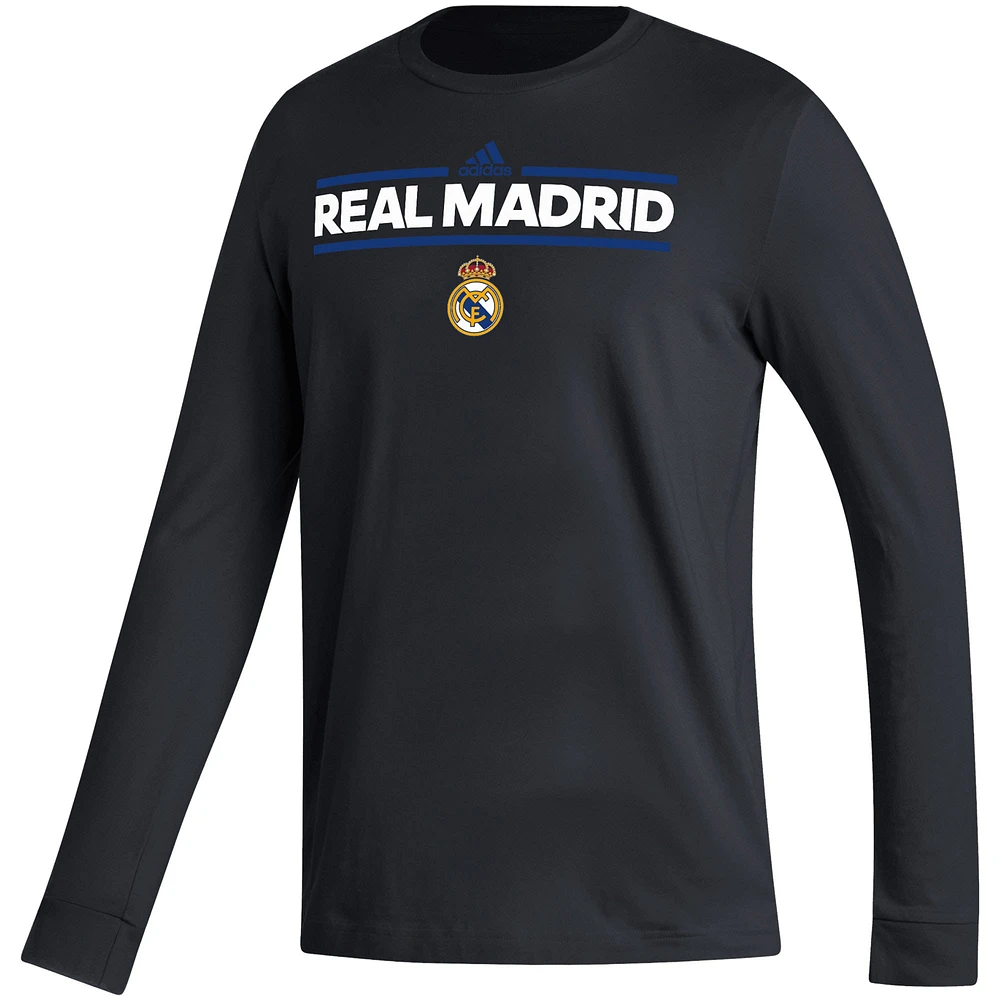 T-shirt adidas Real Madrid Dassler à manches longues pour hommes, noir