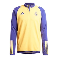 Haut d'entraînement adidas Gold Real Madrid AEROREADY® Raglan Quarter-Zip pour homme