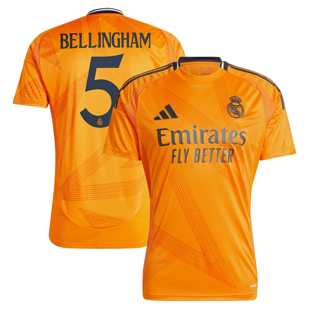 Maillot adidas Jude Bellingham pour homme, réplique du Real Madrid 2024/25 extérieur, orange