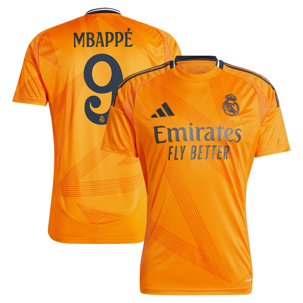 Maillot de joueur adidas Kylian Mbappé orange Real Madrid 2024/25 extérieur réplique pour homme