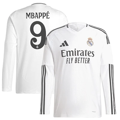 Men's adidas  Kylian Mbappé White Real Madrid 2024/25 Home Replica Long Sleeve Player Jersey