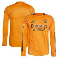 Maillot adidas Real Madrid 2024/25 extérieur authentique à manches longues pour homme, orange