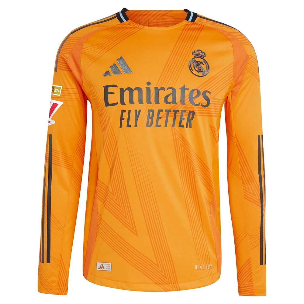 Maillot adidas Real Madrid 2024/25 extérieur authentique à manches longues pour homme, orange