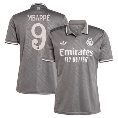 Men's adidas Originals Kylian Mbappé Charcoal Real Madrid 2024/25 Third Replica Player Jersey