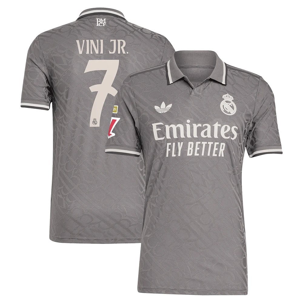 Men's adidas Originals Vini Jr. Charcoal Real Madrid 2024/25 Third Authentic Player Jersey