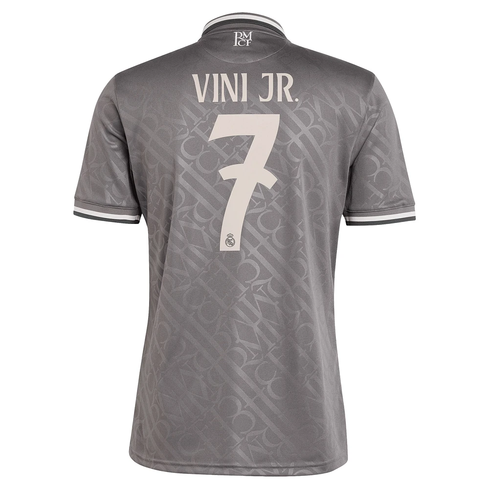 Men's adidas Originals Vini Jr. Charcoal Real Madrid 2024/25 Third Replica Player Jersey