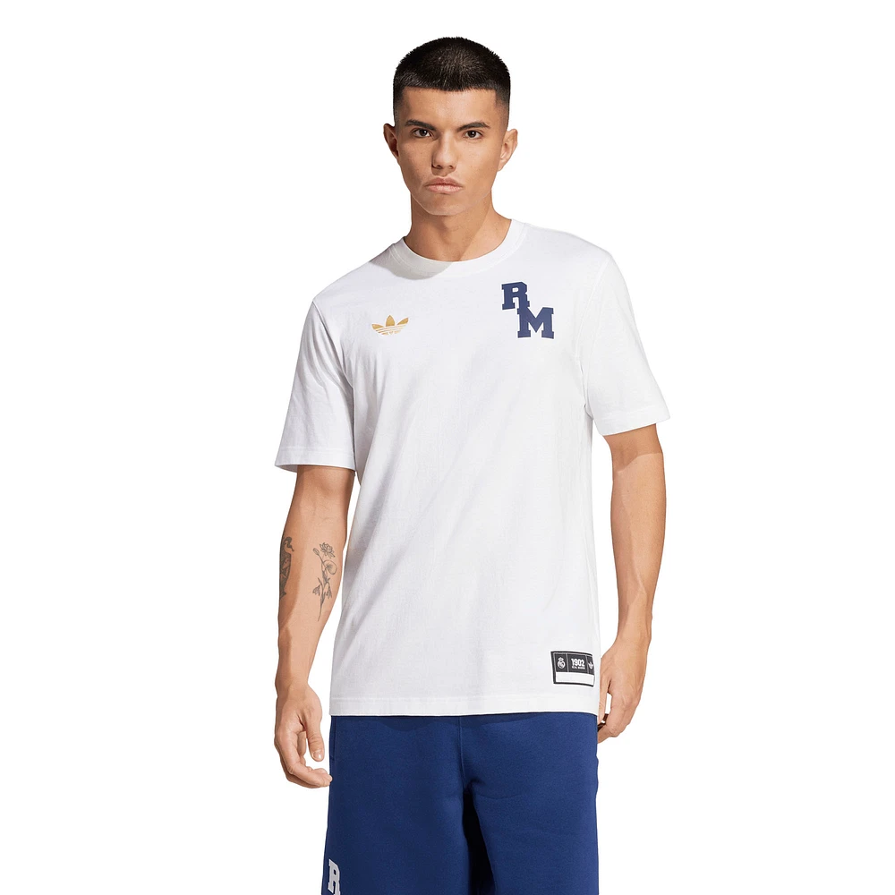 T-shirt adidas Originals blanc Real Madrid Varsity Pack pour homme