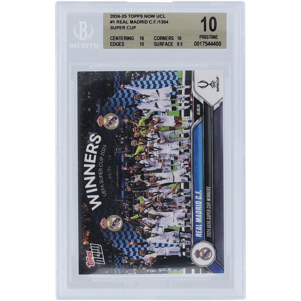 Real Madrid CF 2024-25 Topps Now UCL 2024 UEFA Super Cup Winners #1 BGS Authenticated 10 Card - 10,10,10,9.5 Subgrades