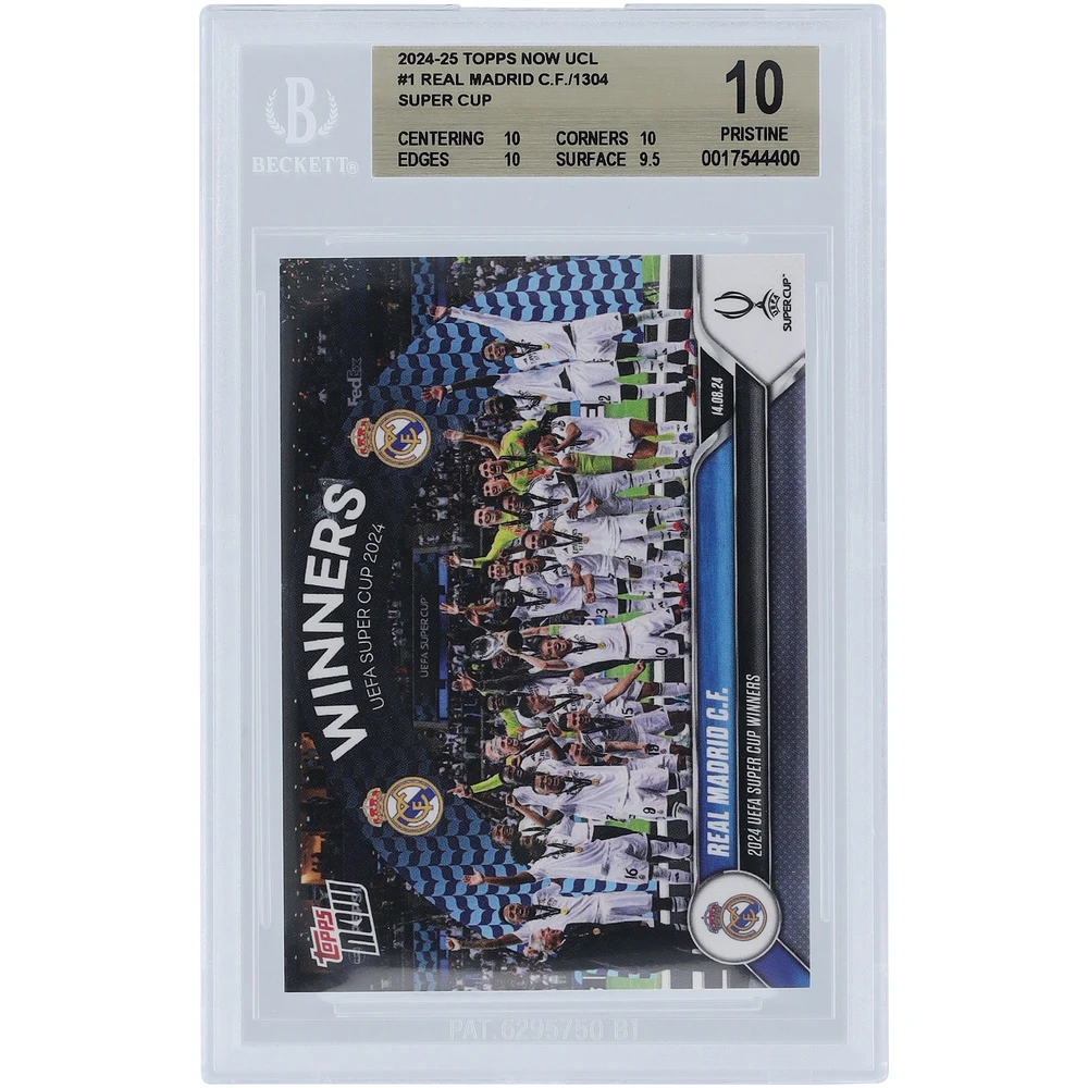 Real Madrid CF 2024-25 Topps Now UCL 2024 UEFA Super Cup Winners #1 BGS Authenticated 10 Card - 10,10,10,9.5 Subgrades