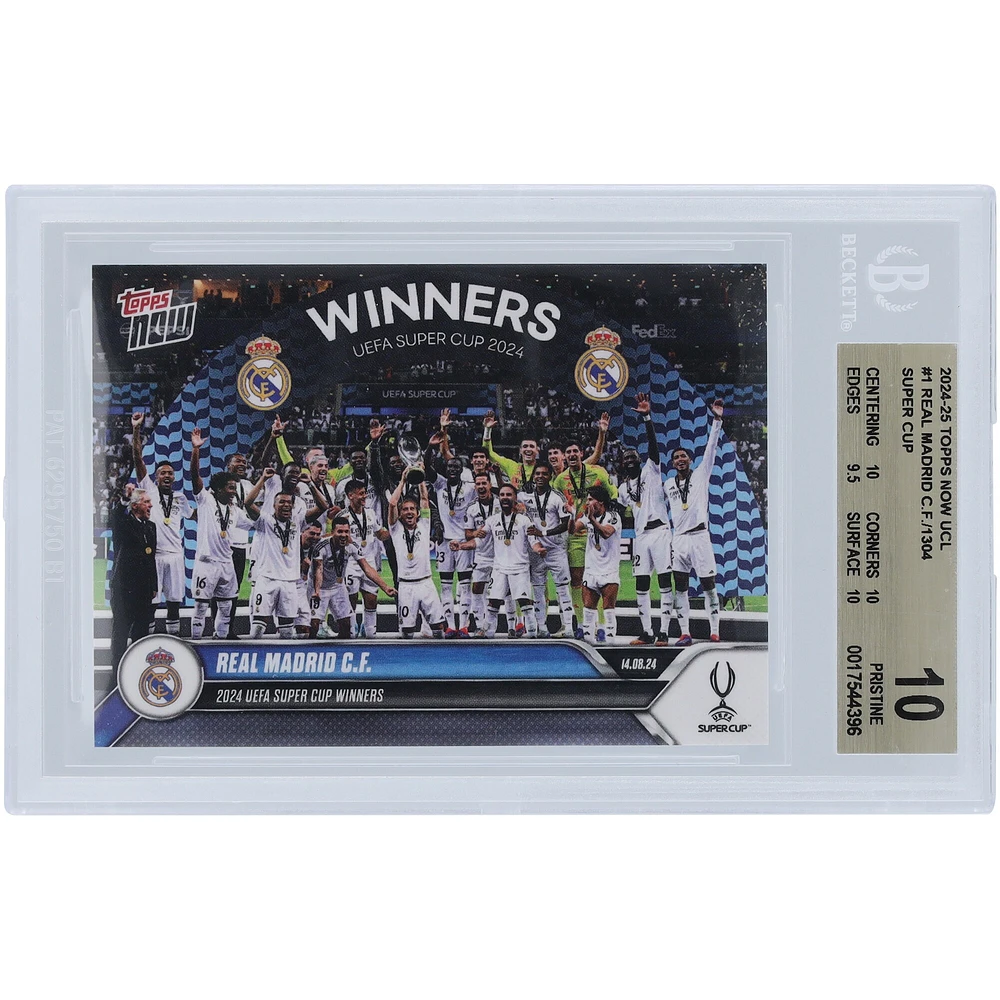 Real Madrid CF 2024-25 Topps Now UCL 2024 UEFA Super Cup Winners #1 BGS Authenticated 10 Card - 10,10,9.5,10 Subgrades