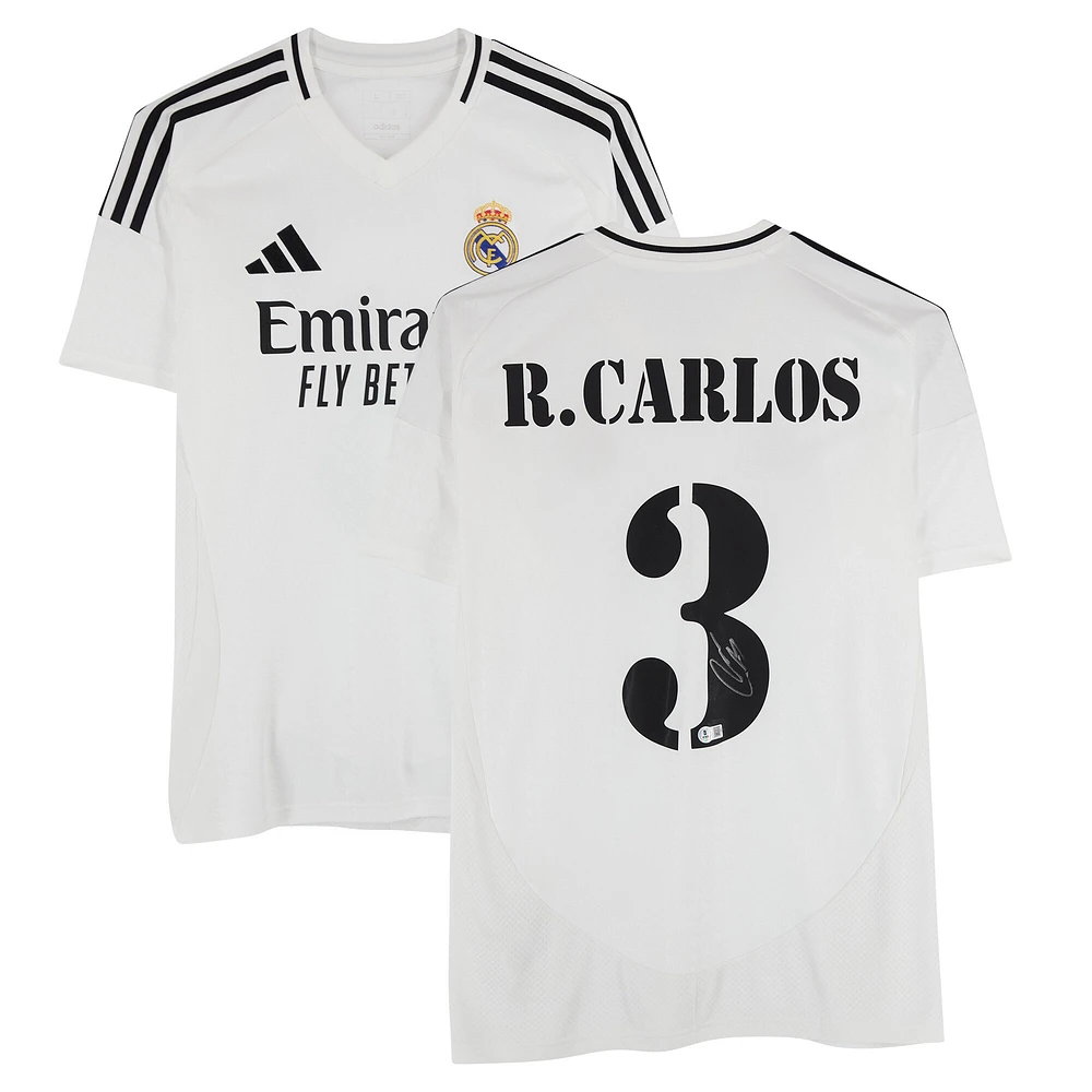 Roberto Carlos Real Madrid Autographed 2024-25 White Home adidas Jersey - BAS