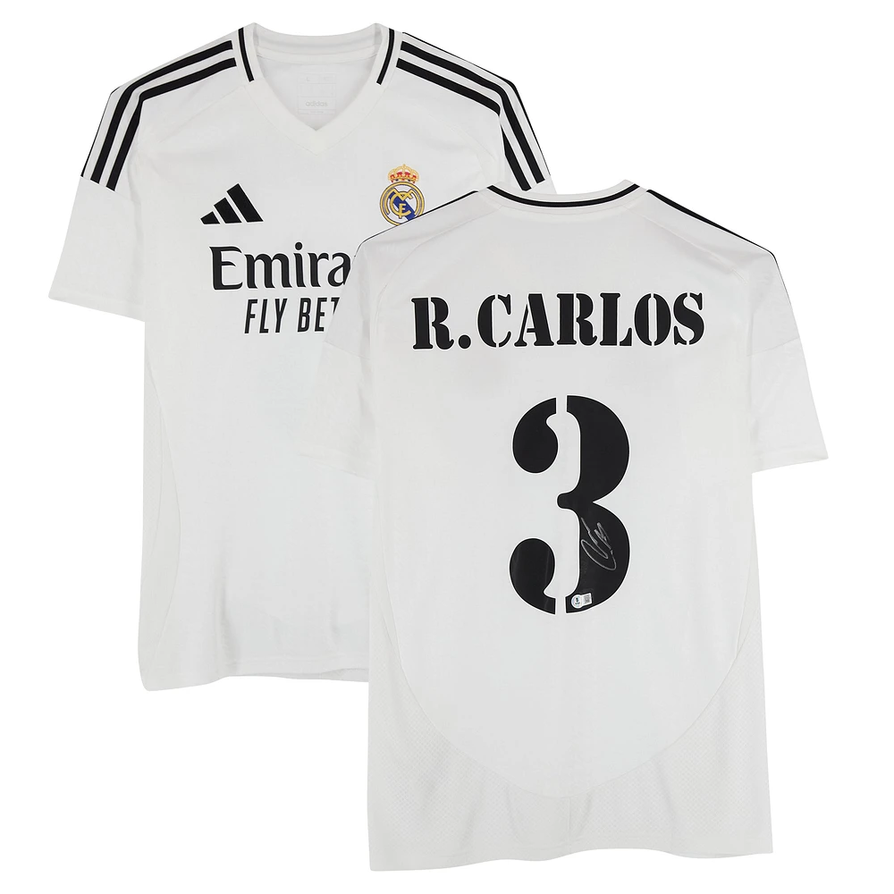 Roberto Carlos Real Madrid Autographed 2024-25 White Home adidas Jersey - BAS