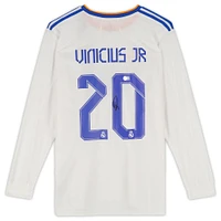 Maillot Adidas blanc à manches longues dédicacé par Vinicius Junior du Real Madrid