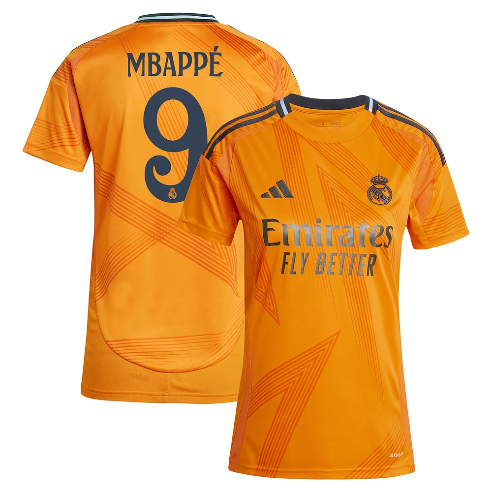 Maillot adidas Kylian Mbappé femme orange Real Madrid 2024/25 extérieur réplique joueur