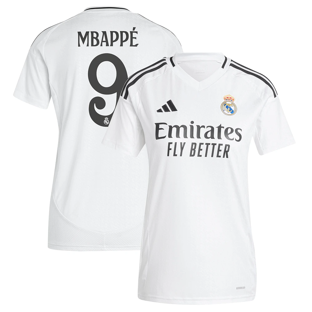 Maillot adidas Kylian Mbappé femme blanc Real Madrid 2024/25 domicile réplique joueur