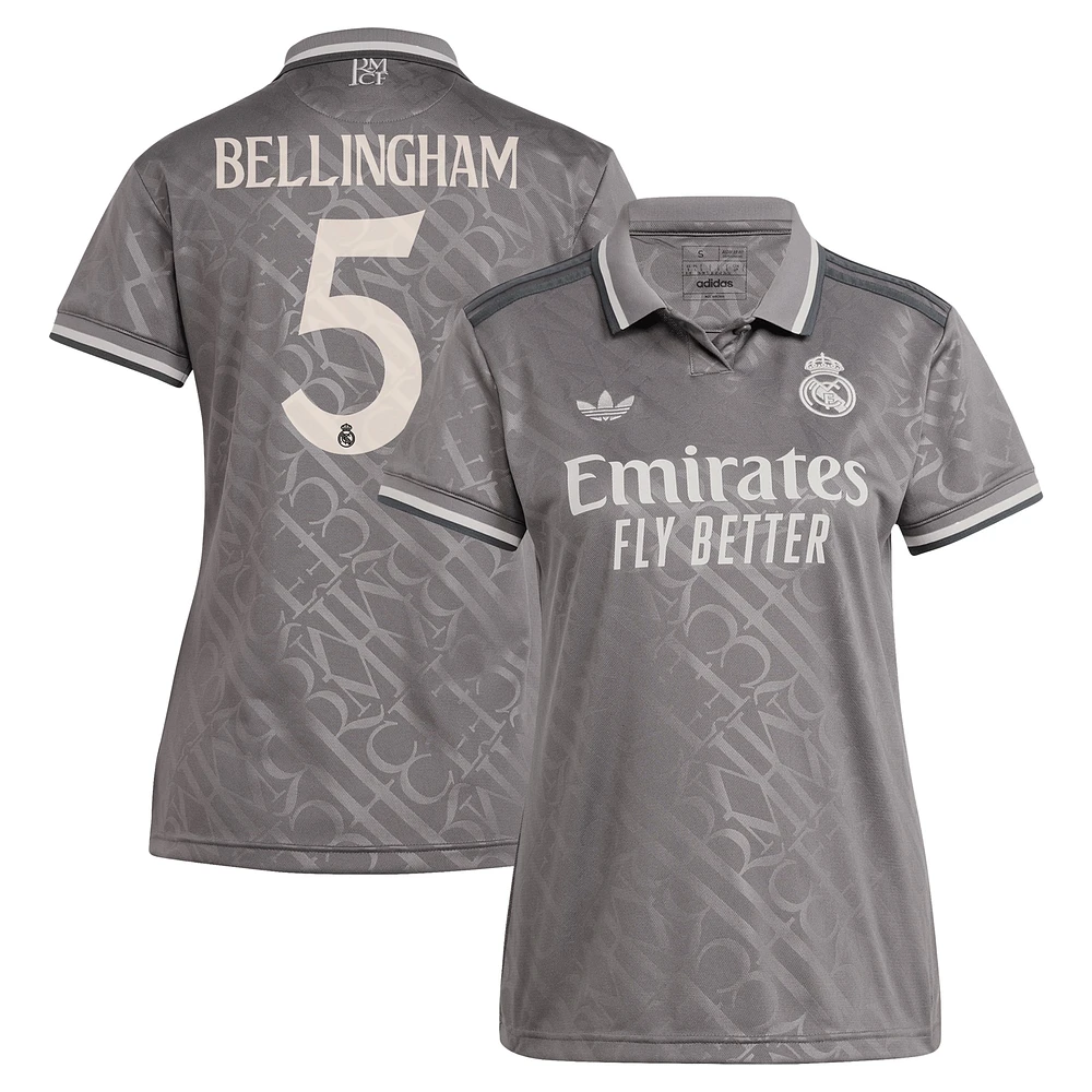 Women's adidas Originals Jude Bellingham Charcoal Real Madrid 2024/25 Third Replica Player Jersey