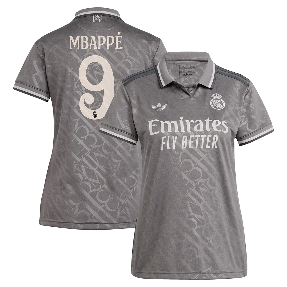 Women's adidas Originals Kylian Mbappé Charcoal Real Madrid 2024/25 Third Replica Player Jersey