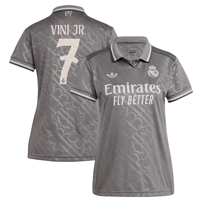 Women's adidas Originals Vini Jr. Charcoal Real Madrid 2024/25 Third Replica Player Jersey