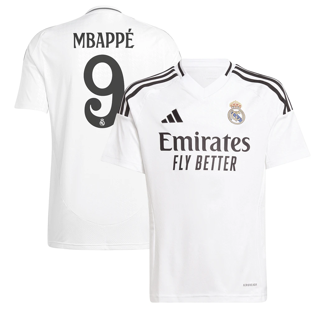 Maillot de joueur réplique domicile adidas Kylian Mbappé blanc Real Madrid 2024/25 pour enfant