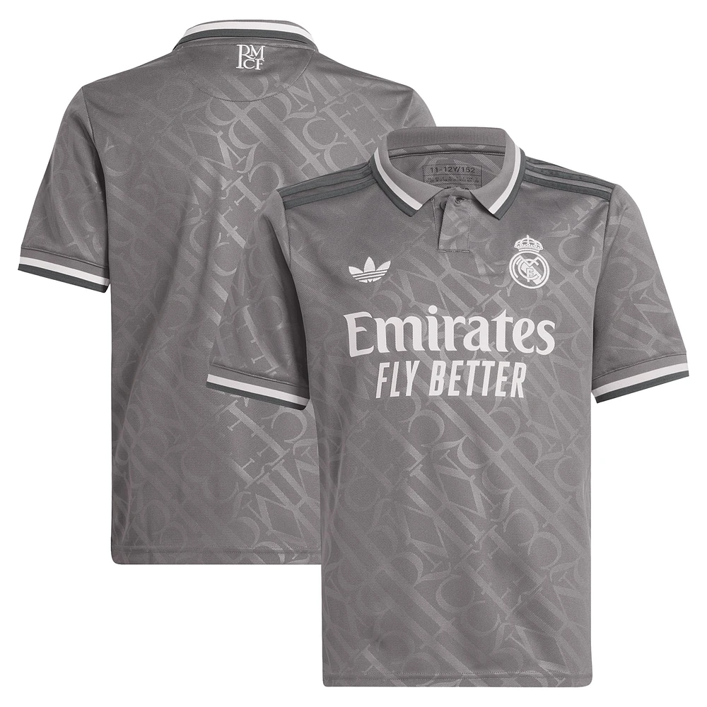 Youth adidas Originals  Charcoal Real Madrid 2024/25 Third Replica Jersey