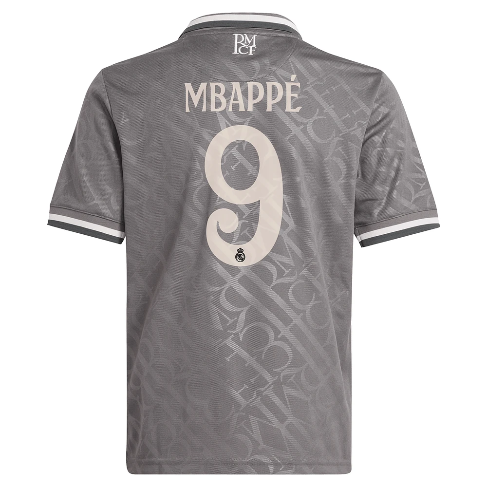 Youth adidas Originals Kylian Mbappé Charcoal Real Madrid 2024/25 Third Replica Player Jersey