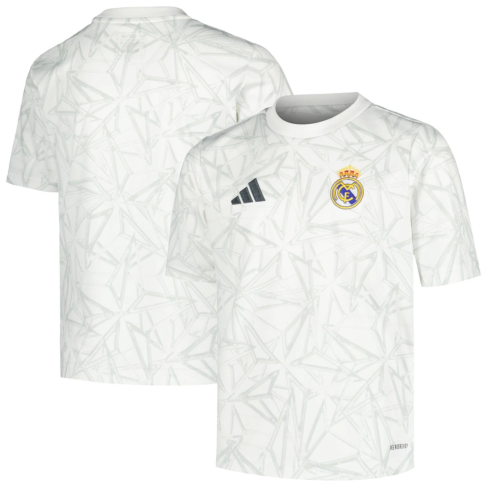 Haut d'avant-match adidas blanc Real Madrid 2024/25 pour enfant